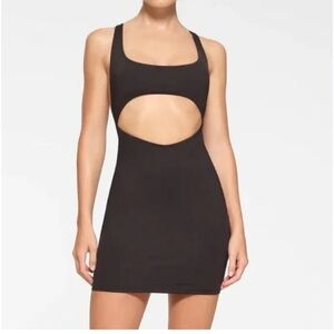 NEW SKIMS Cut Out Swim Tank Dress Cover Up Coverup, Black, Size XS
